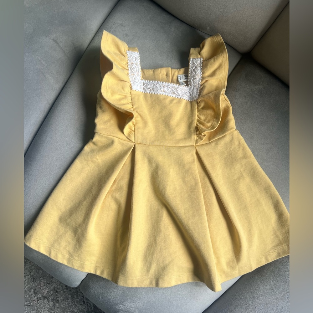 Janie and Jack Mustard Collared Ruffle Dress